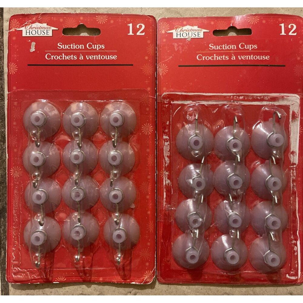 Christmas House 24  Suction Cups With Hooks For Holiday Decorations & Hanging